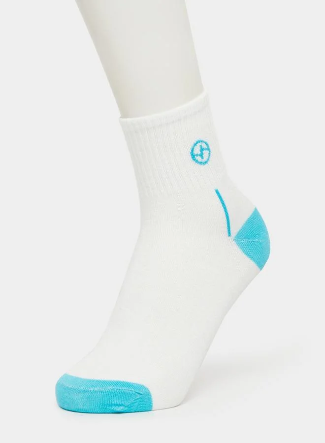 Styli Pack of 5 - Printed Detail Ribbed Cuff Crew Socks